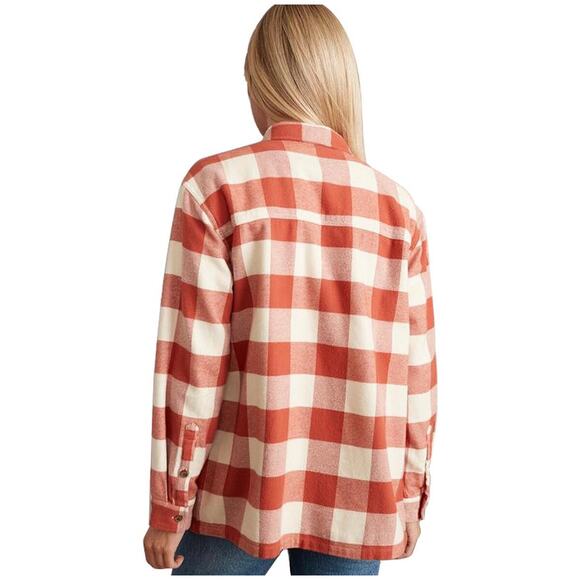 Marine Layer Rust + Cream Cotton Flannel Shirt Jacket S - Picture 2 of 11